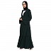 Coat collar Abaya with white inner- Bottle Green